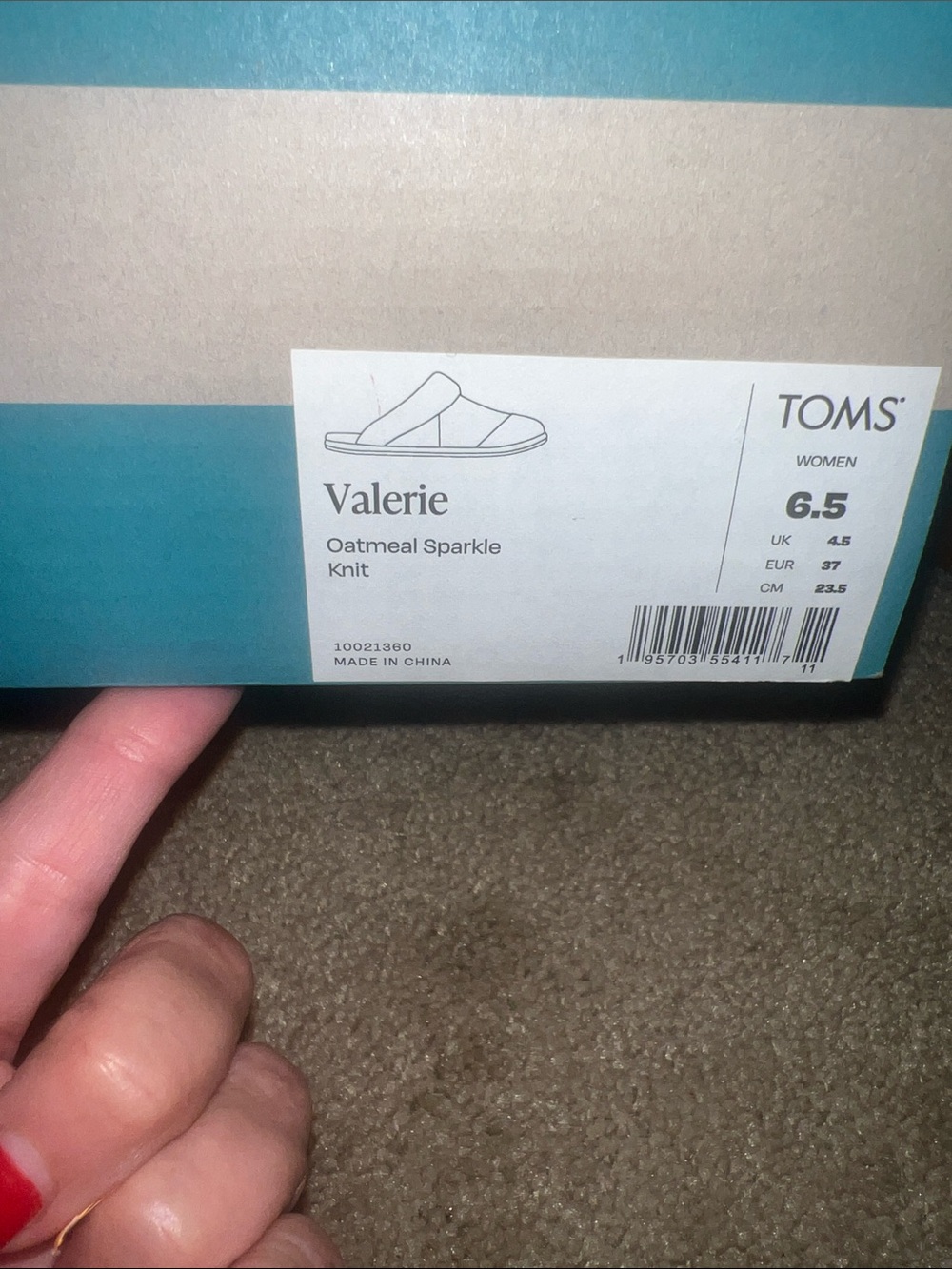 Toms Women's Valerie Oatmeal Sparkle 6.5 - Picture 3 of 6